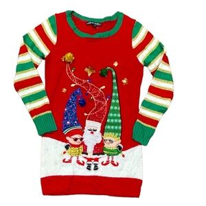 Ugly Christmas Sweater Dress Santa Elves